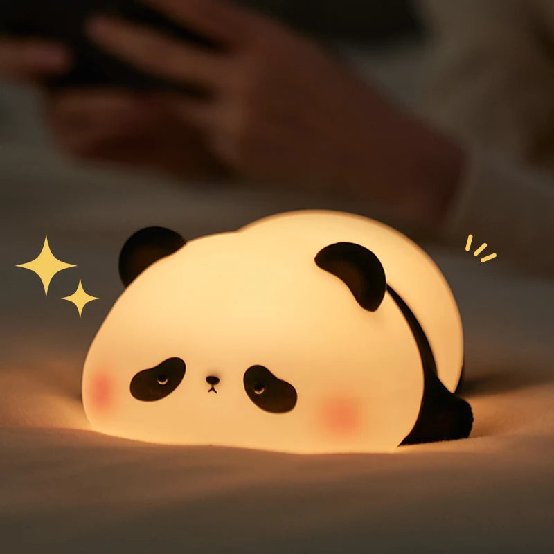 LED Night Light (Panda or Pig) - Cute Silicone Touch Lamp, USB Rechargeable, Ideal Bedroom Decoration and Gift