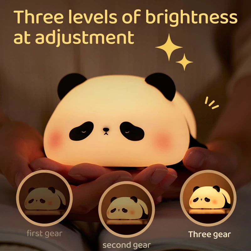 LED Night Light (Panda or Pig) - Cute Silicone Touch Lamp, USB Rechargeable, Ideal Bedroom Decoration and Gift